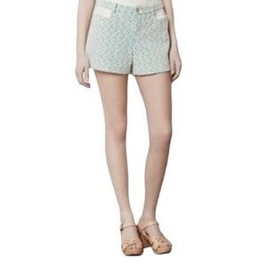 Anthropologie Cartonnier Rose Point Green Floral Lace Overlay Shorts Sz‎ 6